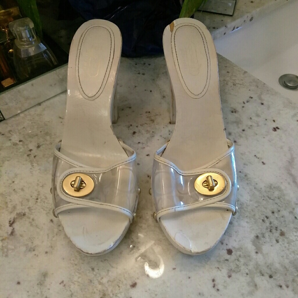 Authentic Coach Plastic and Wooden Clogs w/ Locket